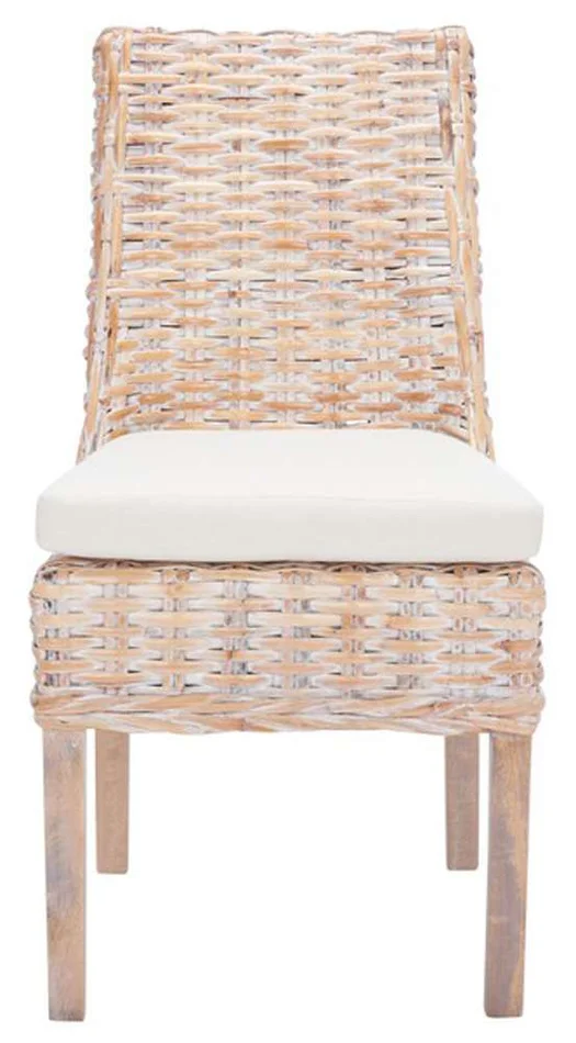 Safavieh – Suncoast Side Chair W/ Cushion – White – White Washed (Set of 2) – FOX6540A-SET2