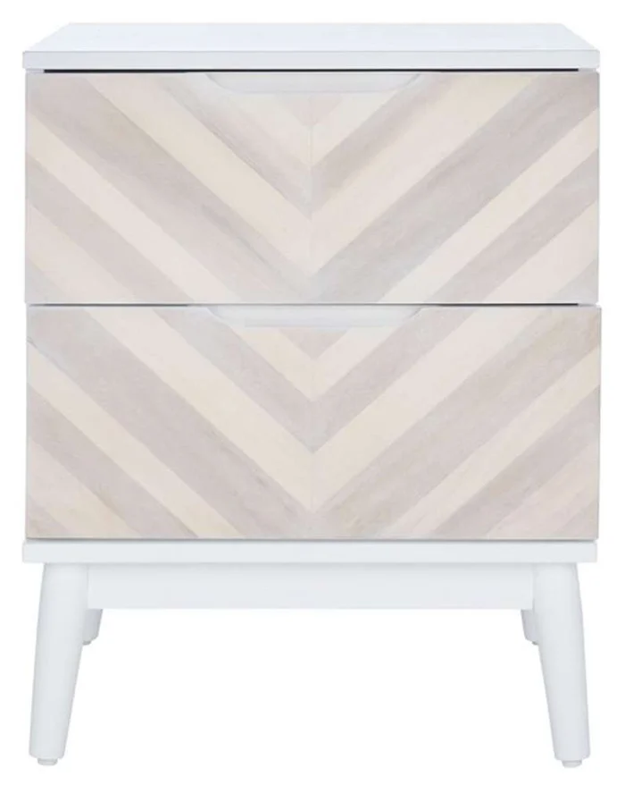 Safavieh – Tay 2Drw Patterned Night Stand – White Washed – NST5011A