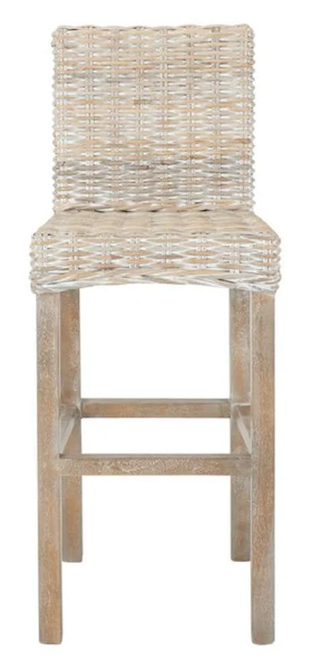 Safavieh – Tobie Rattan Bar Stool – Grey White Wash – BST6500B