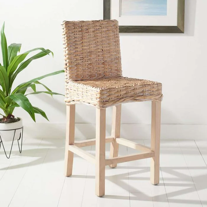 Safavieh – Tobie Rattan Counter Stool – White Washed – BST6501D