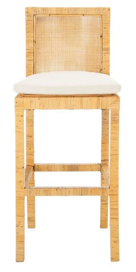 Safavieh – Tojo Cane Bar Stool W/ Cushion – White – Natural – BST6503A