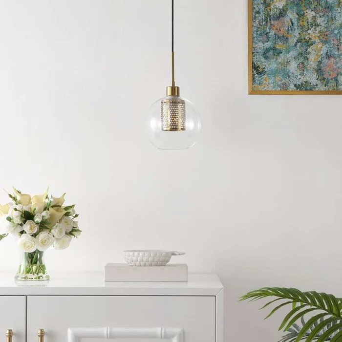 Safavieh – Toronto 7.75in Pendant – Clear – Brass – PND4146A