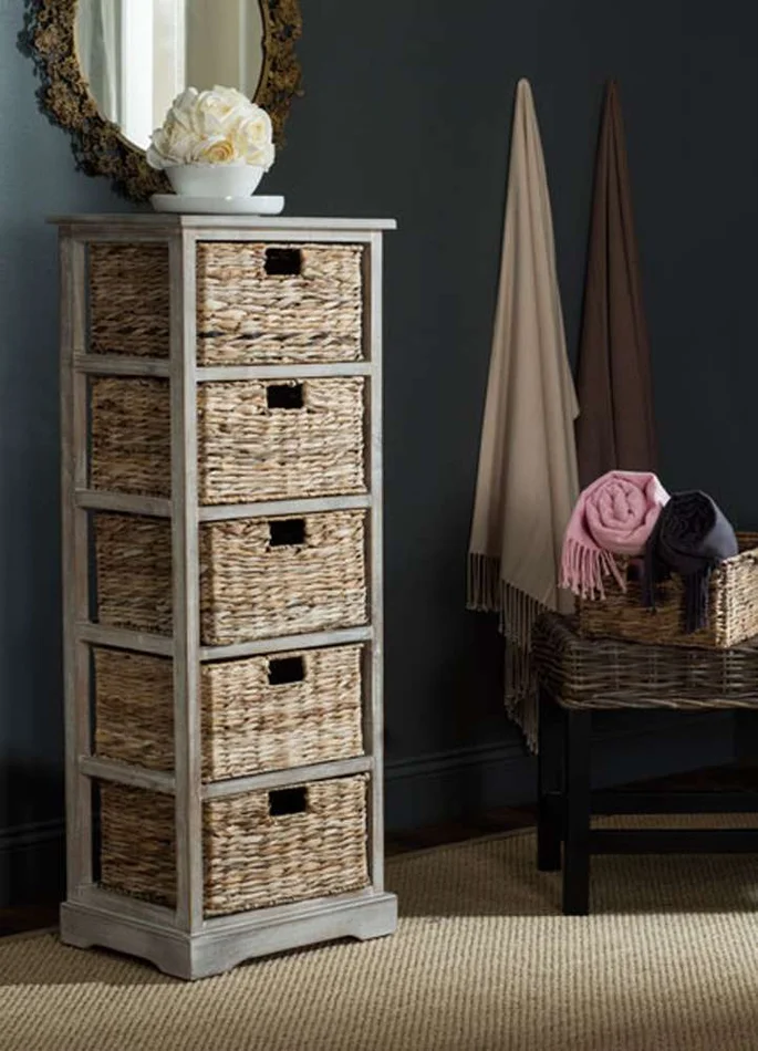 Safavieh – Vedette 5 Basket Storage Tower – White Washed – AMH5739E