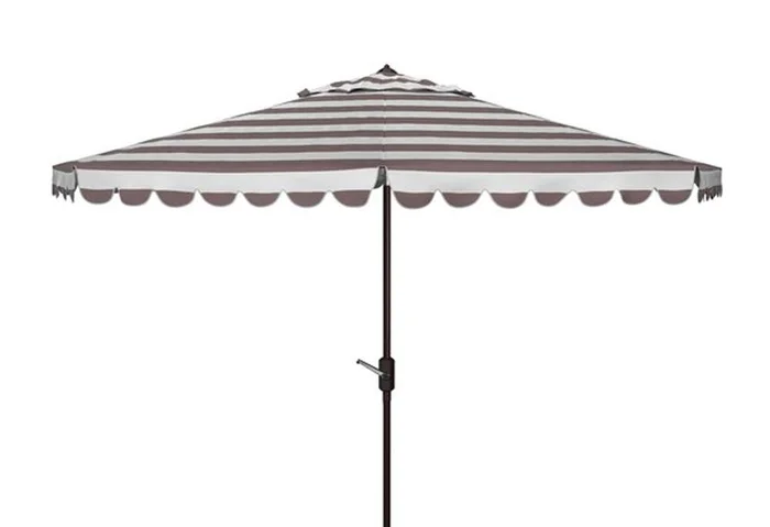 Safavieh – Vienna 11Ft Crank Umbrella – Grey – White – PAT8111B