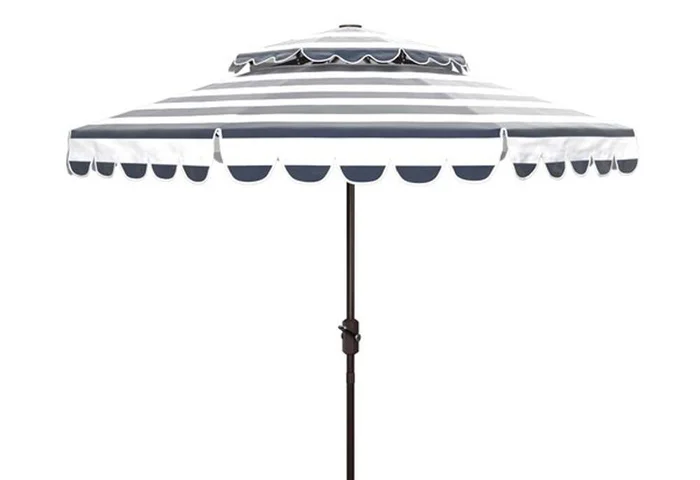 Safavieh – Vienna 9Ft Double Top Umbrella – Navy – White – PAT8211C