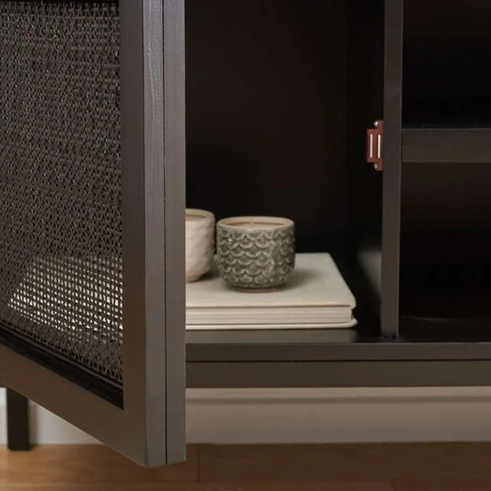 Safavieh – Zadie 2 Shelf Rattan Media Stand – Black – MED5009E