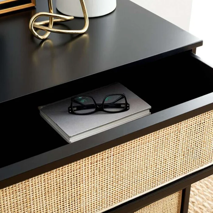 Safavieh – Zadie 3 Drawer Rattan Chest – Black – Natural – CHS5004D