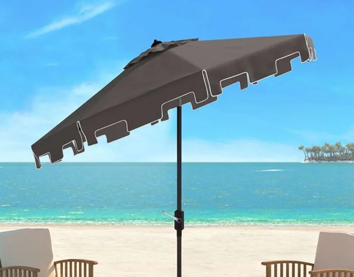 Safavieh – Zimmerman 9 Ft Market Umbrella – Grey – PAT8000E