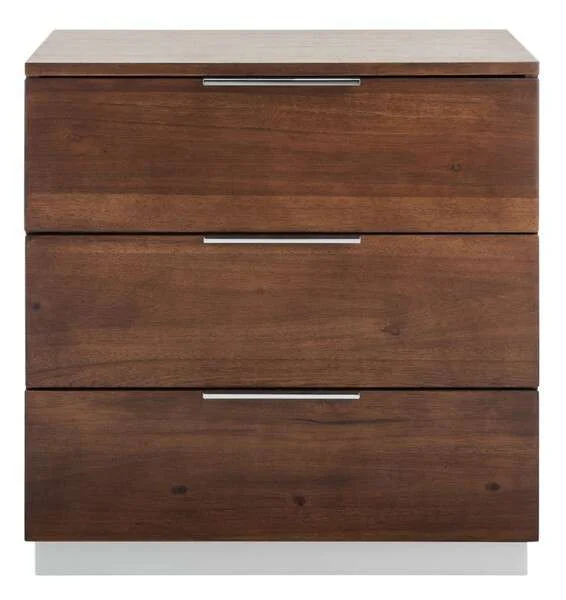 Safavieh Brylin 3 Drawer Nightstand – Walnut
