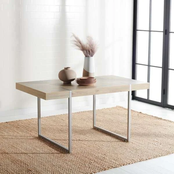 Safavieh Cael Dining Table – Sand With Silver