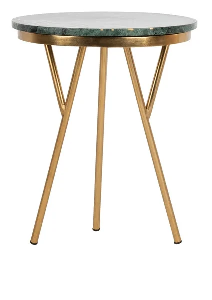 Safavieh Coletta Round Marble Accent Table – Dark,Green,,Brass