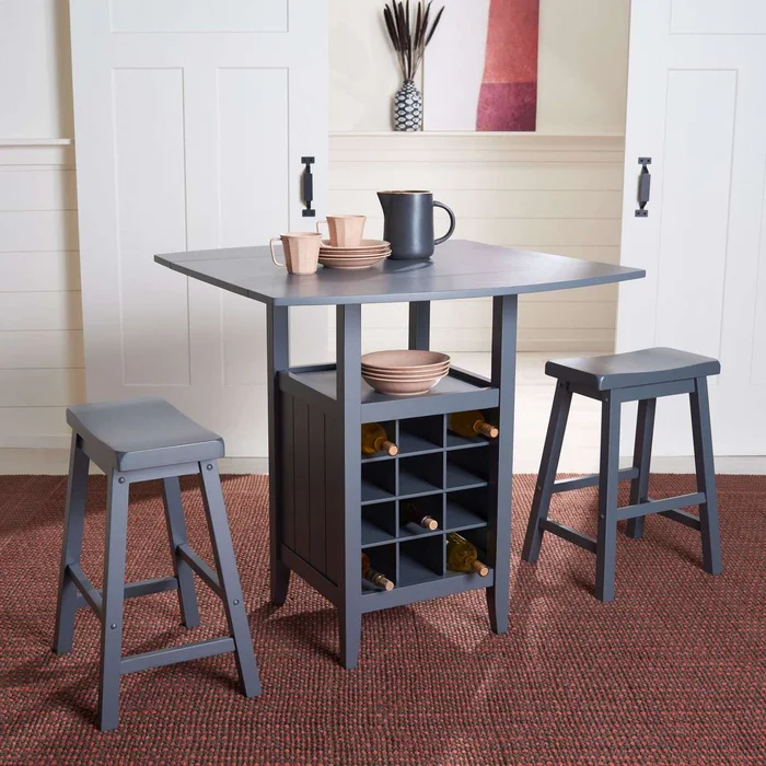 Safavieh Emeric 3 Pc Set Drop Leaf Pub Table – Gray