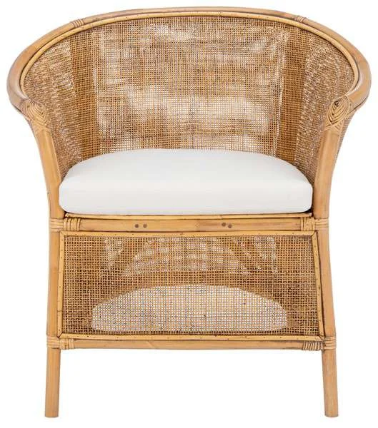Safavieh Jessica Rattan Accent Chair W/ Cushion – Honey Brown Wash