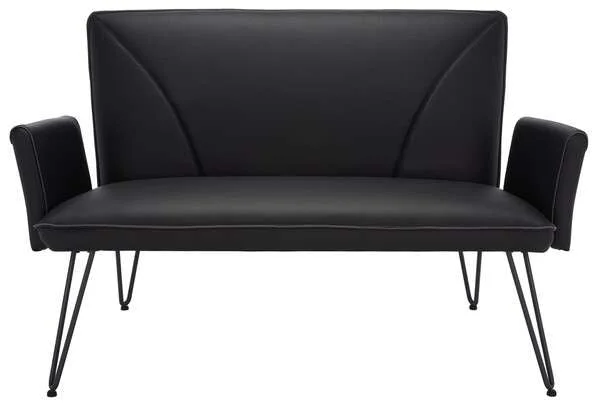 Safavieh Johannes Mid Century Modern Leather Settee – Black