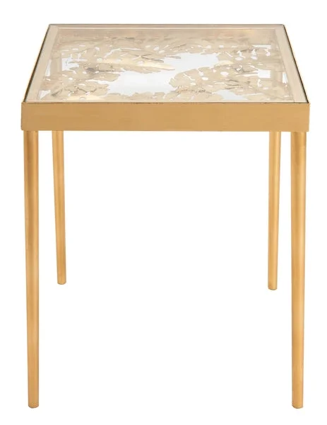 Safavieh Leilani Palm Leaf Side Table – Gold,Leaf,Glass