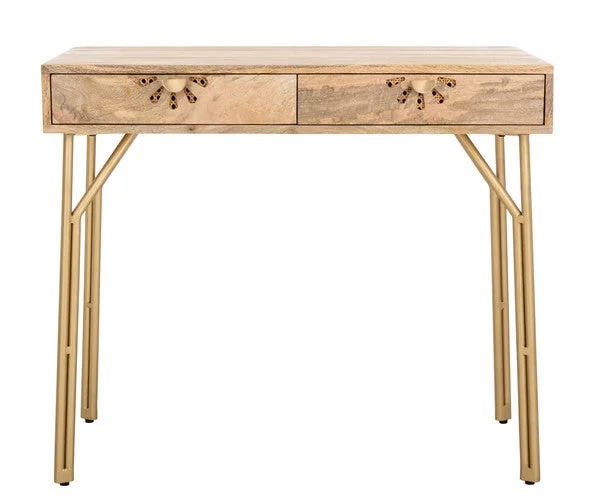 Safavieh Lily 2 Drawer Desk – Natural,Brass