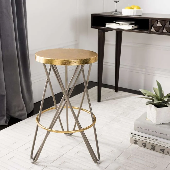 Safavieh Lorna Gold Leaf Counter Stool – Beige