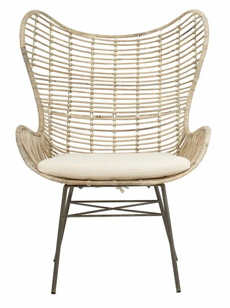 Safavieh Malia Rattan Wingback Armchair – White,W,White,