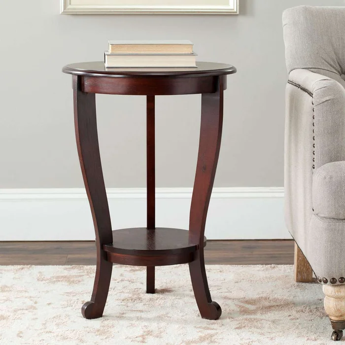 Safavieh Mary Pedestal Side Table – Dark Cherry