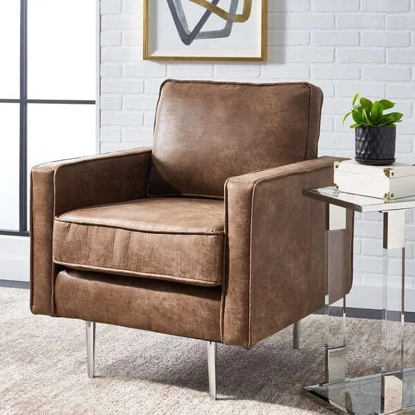 Safavieh Paityn Accent Chair – Brown Body With Silver Legs