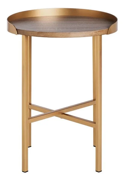 Safavieh Prague Round Side Table – Light,Grey,Oak,Gold