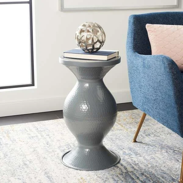 Safavieh Radium Small Hammered Stool – Dark Gray