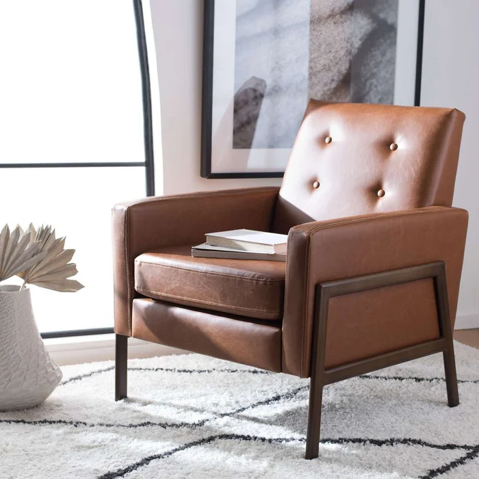 Safavieh Roald Sofa Accent Chair – Light Brown Pu