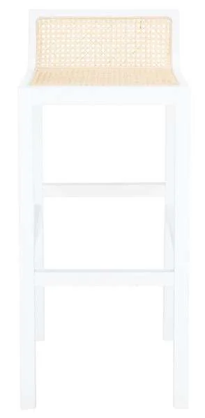 Safavieh Saito Low Back Cane Bar Stool – White