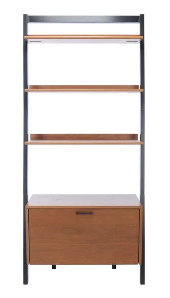 Safavieh Vlad 3 Shelf 1 Door Etagere – Natural,Charcoal