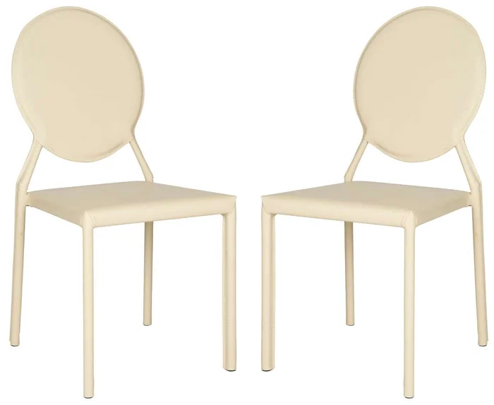Safavieh Warner 37”H Round Back Leather Side Chair Set Of 2 – Butter