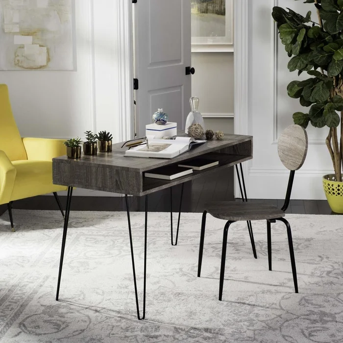 Safavieh Winta 47” Retro Writing Desk / Chair – Grey