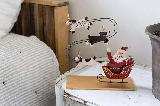 SantaS Pups By Accent Decor – Red – Metal – 18150