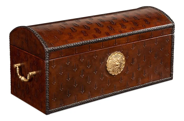 Sarreid Ltd – Barons Leather Box, Oxblood – Red – 14540