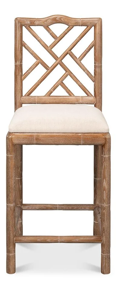 Sarreid Ltd – Brighton Counter Stool, White Wash – 53870