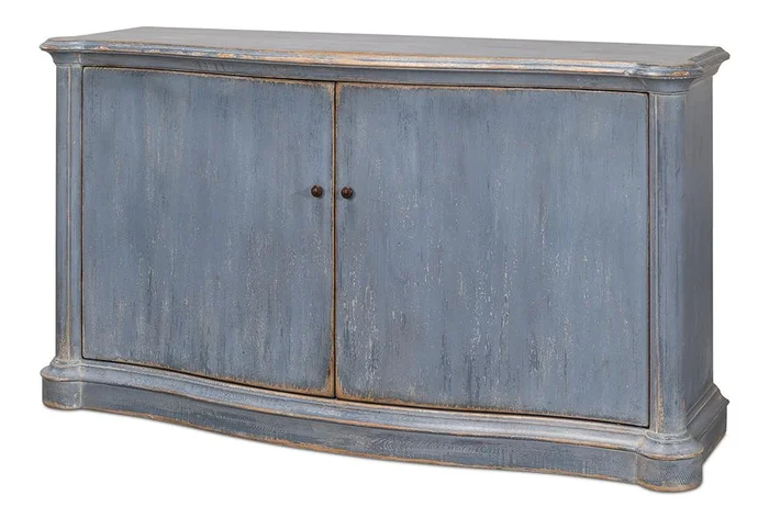Sarreid Ltd – Columns Bowfront Sideboard, Blue – 52755