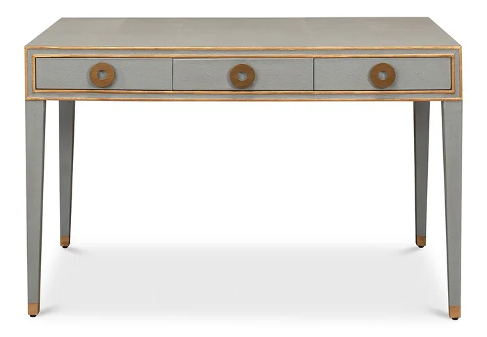 Sarreid Ltd – Gabriella Shagreen Desk/Table,Storm Grey – 53571-2