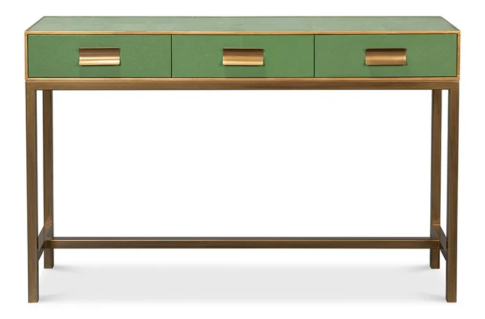 Sarreid Ltd – Gideon Shagreen Console, Watercress – 54005-3