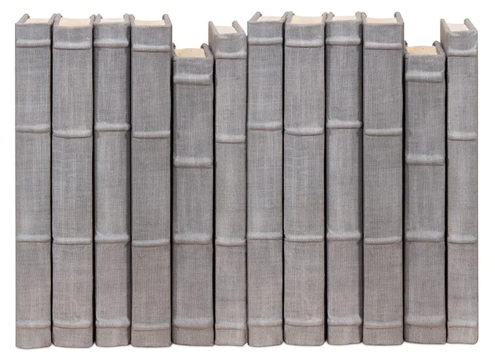 Sarreid Ltd – Heather Gray Linen Books, Set/12 – 54073