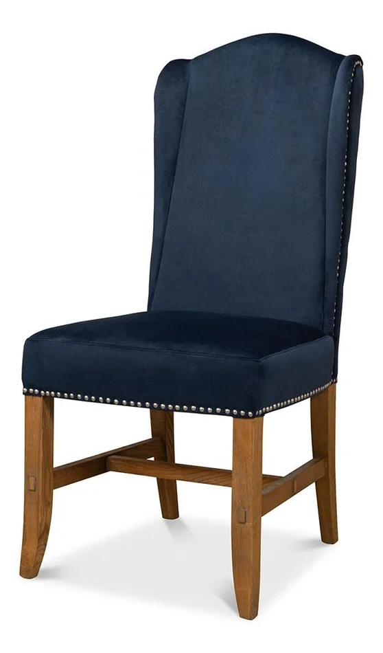 Sarreid Ltd – High Back Dining Chair, Blue Velvet (Set of 2) – 53028