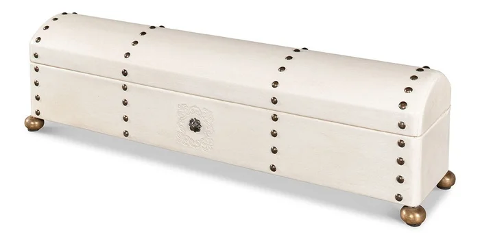 Sarreid Ltd – Leather Telescope Box – Ivory – 40584