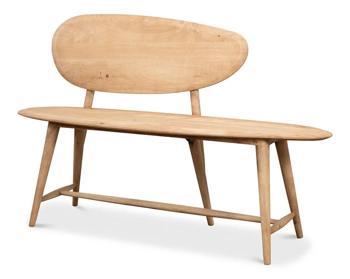 Sarreid Ltd – Pebble Bench (1 Back) Lionskin Finish – Tan – 52882