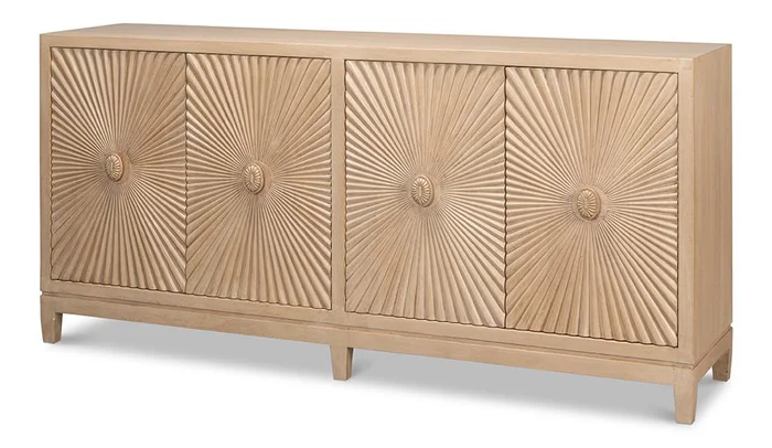 Sarreid Ltd – Rayon Four Door Sideboard – Tan – 53820