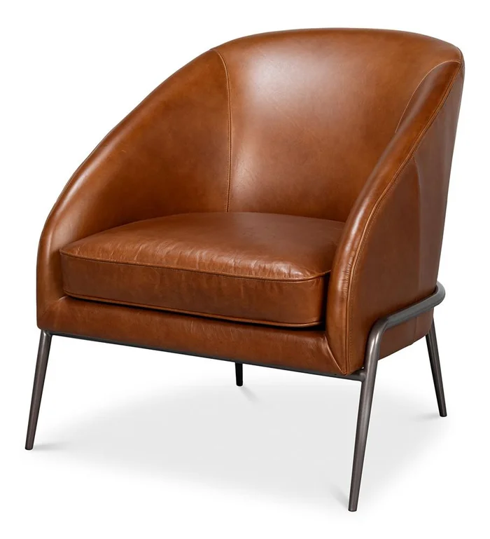 Sarreid Ltd – Simmons Leather Chair, Havana Brown – 54260