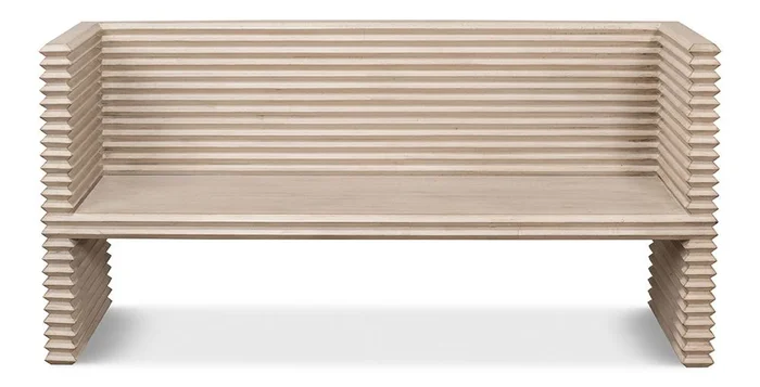 Sarreid Ltd – Stacked Bench, Stone Grey – 53528-1