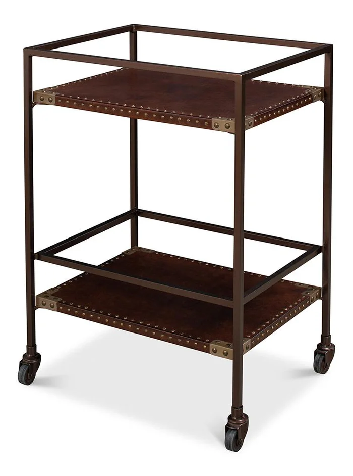 Sarreid Ltd – Trolley Side Table – Brown – 30965