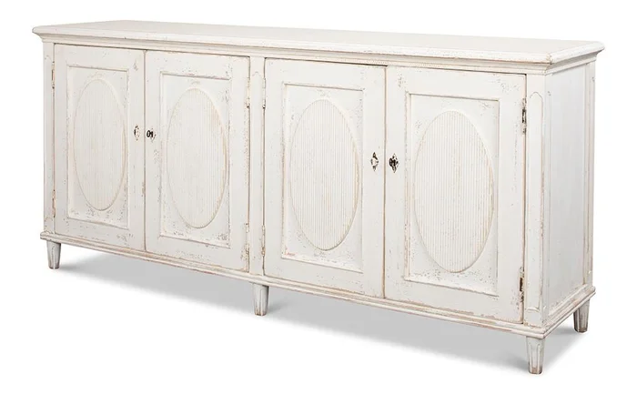 Sarreid Ltd – Whitewash Ribbon Sideboard – White – 40381