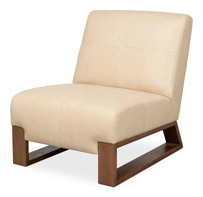 Sarreid Ltd – Wylam Leather Chair Cappucino White – 54265