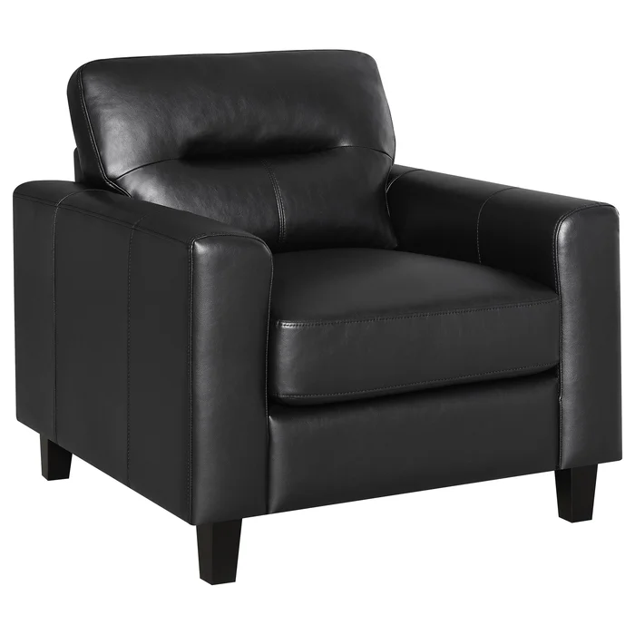 Scotland Faux Leather Upholstered Track Arm Chair Black
