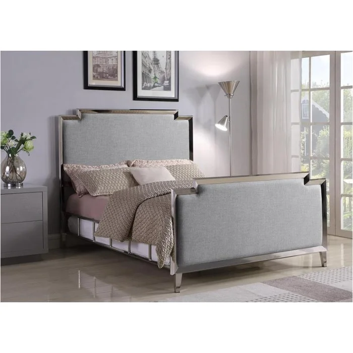 Selma Collection King Size Bed – Chrome / Fabric