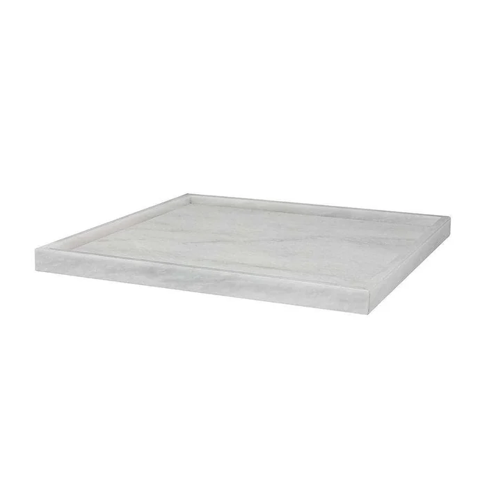 Serving Tray Round Marble Ivory White – 16″